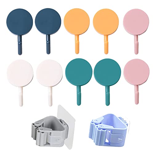 PTBWS 15 Stück Selbstklebende Wandhaken, +2 Stück Wischmopp Mappe Ohne Bohren Wasserfest Haken Badezimmer Küchenhaken,Kleiderhaken Handtuchhaken Cover