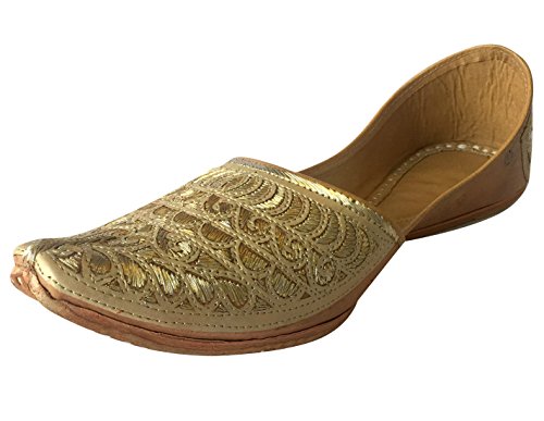 Step n Style Men's Khussa Shoes Jutti Ethnic Sherwani Bridal Handmade Traditional Indian Shoes Cream Gold