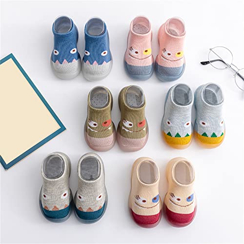 Baby First Walking Shoes Infant Boys Girls Animal Cartoon Socks Shoes Toddler Fleece WarmThe Floor (Blue, 6.5 Toddler)2