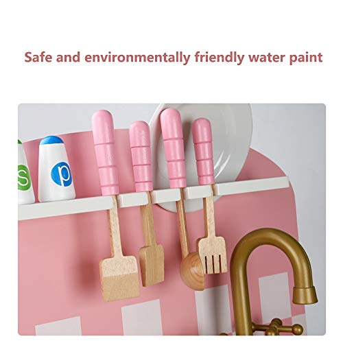 Oupai Häuser für Modepuppen Spielküche aus Holz Spielzeug Graceful Kinderspielküche mit Herd, Backofen, Spülbecken und… – Bild 8