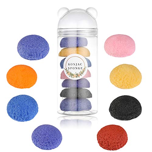 MIA Natural Konjac Facial Sponges for Gentle Face Cleansing and Exfoliation Smooth Beauty Essential Tools 8pc. Set