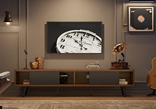 Bestier 70 Inch Mid Century Modern Tv Stand For 75 Inch Tv, Low Profile Tv Stand With Storage, Entertainment Center For Living Room, Cord Management, Walnut #TOP1