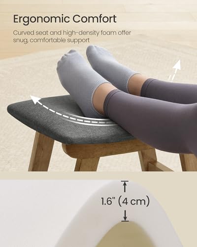 Image of SONGMICS Foot Stool Ottoman, Padded Foot Rest Under Desk with Solid Wood Frame, Removable Cover, for Living Room, 9.8 x 15.4 x 11.8 Inches, Slate Gray and Brown ULSF052GN01