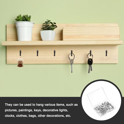 Image of uxcell 10 Pcs Push Pin Picture Hooks, Zinc Alloy Picture Hanging Nails Thumb Tacks Hanging Hooks with Nails for Wall Wooden Board, Silver