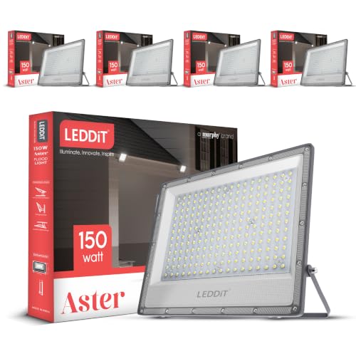 Image of 150W LED Flood Light | Outdoor Security Light | Pack of 5 | IP66 Waterproof LED Flood Light | heavy-duty aluminum body | Cool White | high brightness | wide coverage | 2-year warranty.