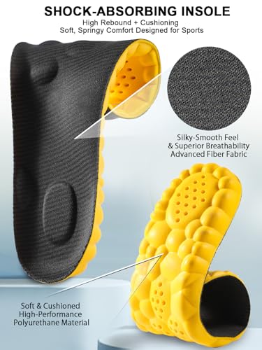 Image of 4D Cloud Insoles for Men and Women, Arch Support Insoles, Memory Foam Insoles, Shock Absorption and Cushioning Sports Shoe Insoles (Yellow, XL (Men 9-11 /Women 10-11)