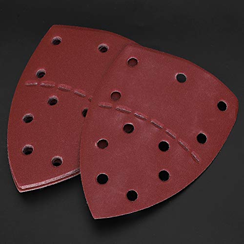 ZJchao 60 Hojas de Papel de Lija de 140 X 140 X 100 Mm con 11 Agujeros, Papel Abrasivo para Lijadora de Palma para Carpintería y Pulido (malla 180)
