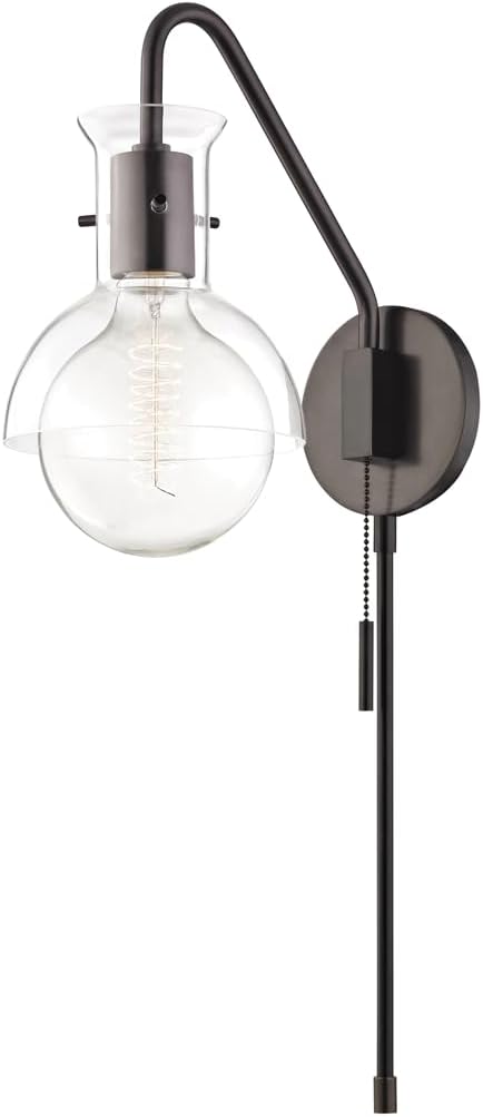 Mitzi HUSDON Valley Lighting HL111101G-PN Riley - 1 Light Plug-in Sconce 24 inches Tall and 6.25 inches Wide - Polished Nickel