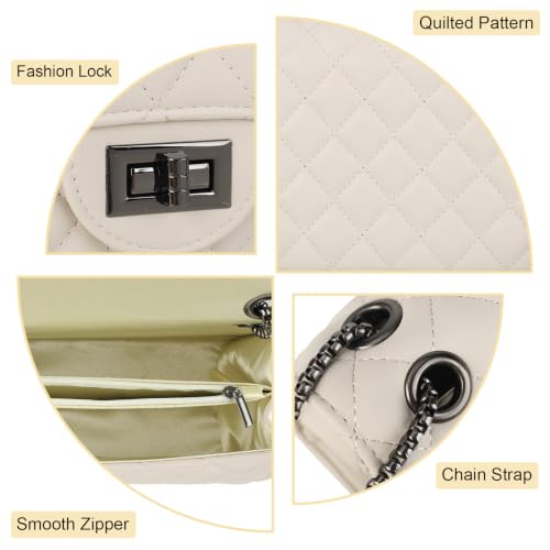 Image of Gladdon Quilted Crossbody Purse for Women Trendy Shoulder Bags | Stylish Shoulder Purse,Quilted Pattern,Structured bag,Chain Strap,Spacious Enough,Casual and Dressy Outfits,Any Occasion