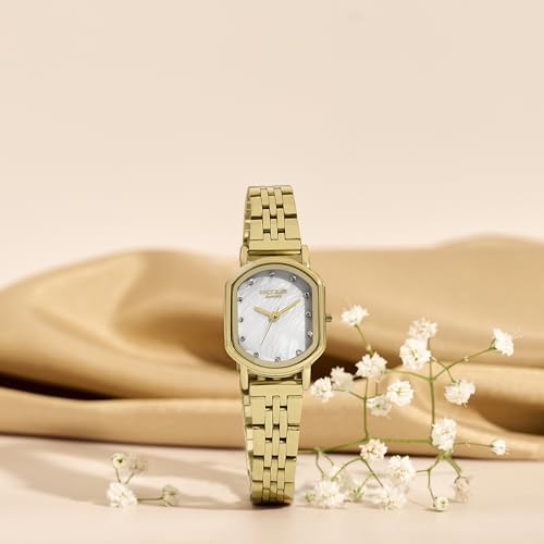 Image of Sonata Poze 8 Quartz Analog with MOP-White Dial IPG Stainless Steel Strap Watch for Women - SP80161YM01W