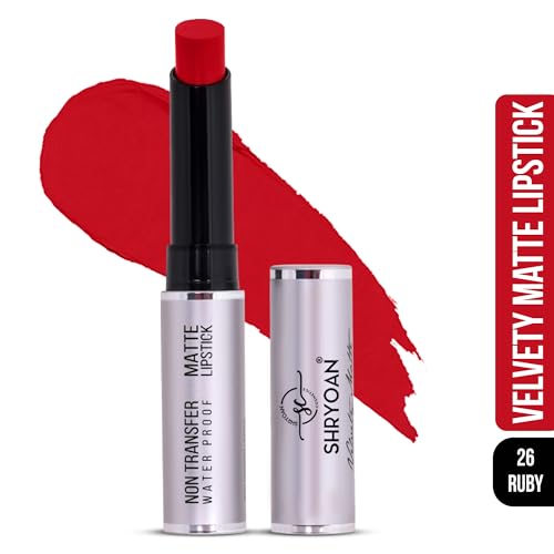 Image of Shryoan Non Transfer 24 Hours Matte Waterproof | Smudge Proof Lipstick | Red, Sulphate-Free, with Honey for Combination Skin | Full Coverage Crayon, Daily Care | 3.5 Grams (Pack of 1)