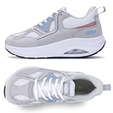 GyeBea Wide Toe Box Shoes Women Arch Support Walking Sneakers Orthotic Tennis Shoes for Plantar Fasciitis Bunions GrayWhite Size 11