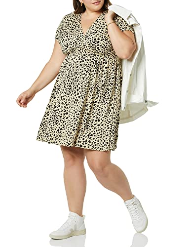 Amazon Essentials Women's Surplice Dress (Available In Plus Size), Tan, Animal Print, Medium #TOP2