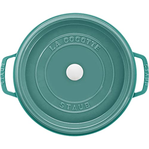 Image of STAUB Cast Iron 7-qt Round Cocotte, Serves 7-8, Turquoise