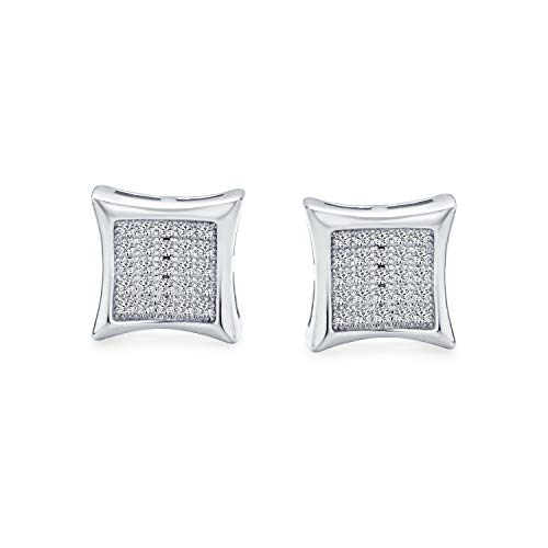 Pendientes de plata .925 con circonita en forma de cometa y acabado cuadrado micro pavé 2