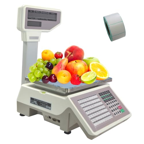 Báscula digital computadora de precio con impresora térmica miniatura 1
