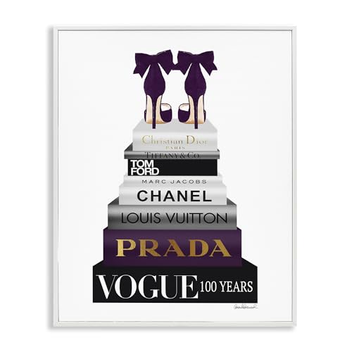 Image of Fashion Designer Shoes Bookstack, 11 x 14 Inch Framed Giclee Print
