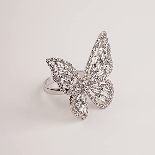 Octwine Bohemian Rhinestones Dainty Silver Butterfly Rings Festival Rings Beach Vacation Summer Jewelry Butterfly Rings Tribal Accessory For Women And Girls #TOP4