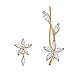 EAR VINES Cubic Zirconia Flower Branch Ear Pins Cuff Stud Earrings Gold Tone