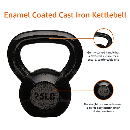 Amazon Basics Cast Iron Kettlebell with Enamel Finish, 25-Pound, Black