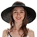 Toppers Womens Sun Hat Wide Brim Roll up Foldable Summer Straw Beach Hat Black