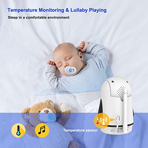 Firskids Video Baby Monitor With Camera And Audio, Large Screen Remote Pan-Tilt-Zoom Camera, Night Vision, Temperature Display, Vox Mode, Lullaby, Two Way Audio, 960Ft Range #TOP6
