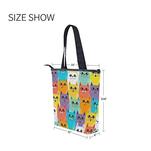 Canvas Tote Bag for Women with Zipper,Lady Tote Bag Canvas Tote Purse Canvas Handbag for Work Travel2