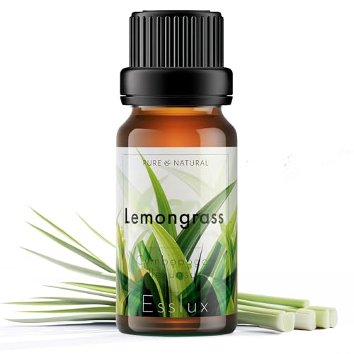 Image of Esslux Lemongrass Essential Oil | 100% Pure Natural Oil for Skin & Hair | Ideal for Diffuser, Cleansing & Nourishing | Perfect for Soap Making & DIY Projects, 10 ML