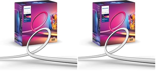 Image of Philips Hue Play Gradient 65 inch Smart TV Light Strip,Flowing Color-Changing LED Strip Lights,Multicolor TV Backlight Sync with Music&Gaming,Requires Bridge&Sync Box,Control with App&Voice,(Pack of 2)