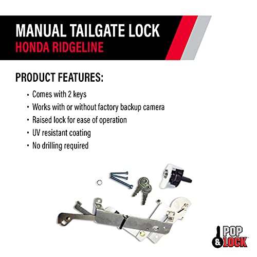 Pop & Lock – Manual Tailgate Lock For Honda Ridgeline, Fits 2005 To 2016 (Silver, Pl6102, Traditional Design) #TOP1