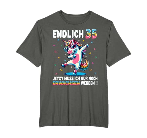 35 Geburtstag Geschenke Frau Mann Party Outfit Einhorn T-Shirt