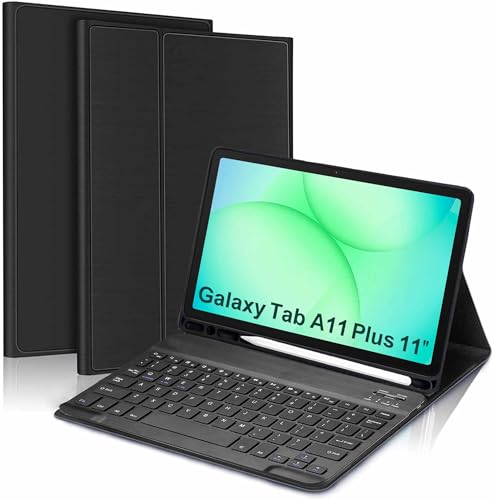 Image of ProElite Keyboard case Cover for Samsung Galaxy Tab A11 Plus 11 inch with S Pen Holder Magnetic Detachable Wireless Bluetooth Keyboard Case, Black