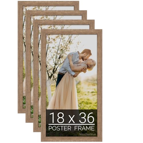 WallsThatSpeak 18x36 Set of 4 Brown Picture Frames, Rustic Wall Decor