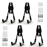 auvstar Garage Stahl Wandhaken Schwerlast Universalhaken,Gummi Gehäuse Garage Storage Utility Doppelhaken,Strapazierfähig,für die Organisation von Elektrowerkzeugen,Leitern,Besen Schaufel (4 Stück)