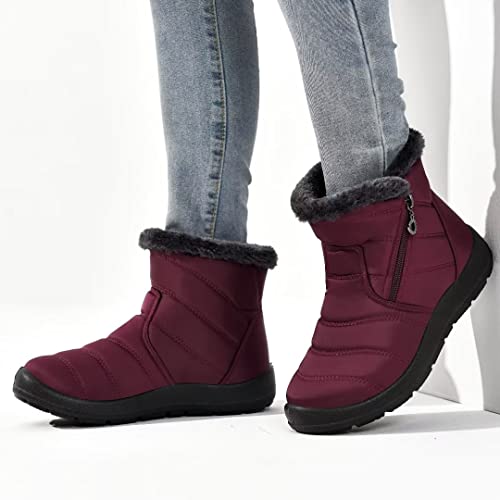 Cheval Winter Snow Zip Up Boots for Women, Fur Lined Warm Ankle Booties, Outdoor Anti-slip Waterproof Comfortable Short Boot, Botas De Invierno Para Mujert4