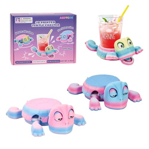 ASDTGOE 3D Printed Funny Turtle Coasters - Colorful Wacky Turtle Coaster Stress Relief Toys, Desktop...