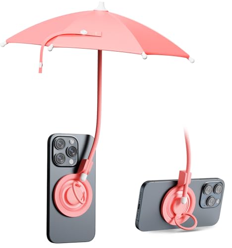 AXEFUN Phone Sun Shade Umbrella Magnetic MagSafe Compatible Phone Umbrella with Adjustable Height & 360 Flexible Arm UPF50+ UV Protection Foldable Anti-Glare Cover for Beach Outdoor Travel Fits All Phones