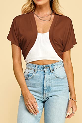 Image of Lock and Love Women's Versatile Open Front Lightweight Short Sleeve Bolero Shrug
