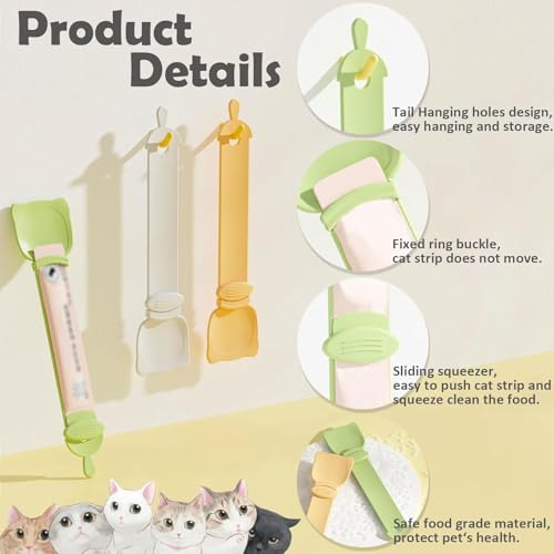 Image of Inralimot 1pack Cat Strip Feeder and Pet Food Mixing Spoon,Orange Cats Stripe Squeeze Spoon Multifunctional Lickable Treat Feeding Dispenser for Cat Liquid Snack and Wet Food
