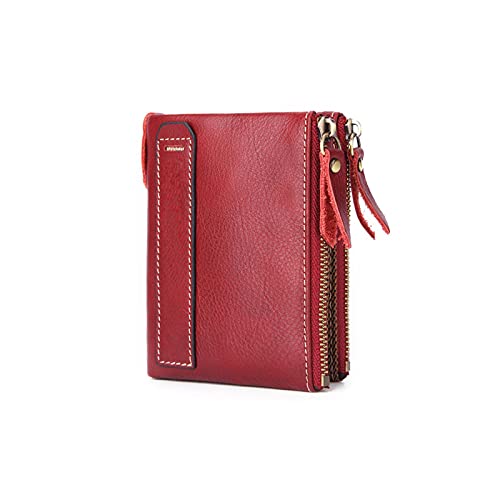 Womens Wallet Leather Female Coin Purse Genuine Leather Short Ladies Clutch Purses ID Card Holder Money Bags (Brown)2