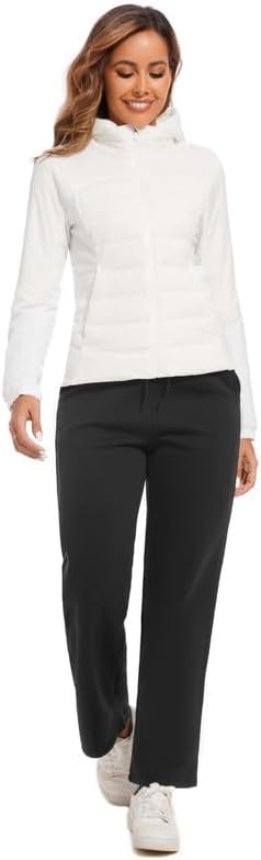 Women's Fleece Lined Sweatpants with Pockets Thermal Winter Warm Pants Elastic Waist Workout Running Jogging Pants - Image 4