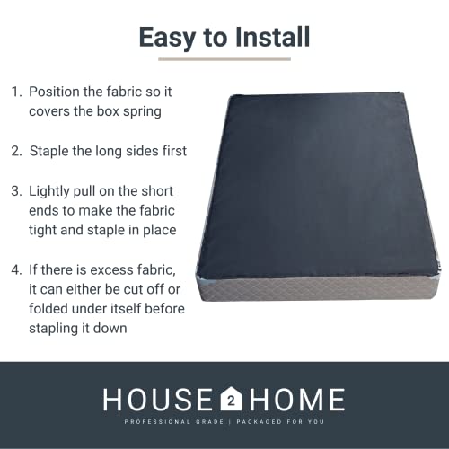 House2Home Box Spring Dust Cover For Bed Box Spring Repair, Heavy Duty 2.4 Oz. Black Cambric Cloth, Replacement Box Spring Cover For Queen Foundation, 60" X 80" #TOP2