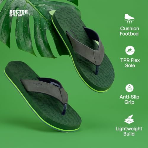 Image of DOCTOR EXTRA SOFT Men's Comfortable Tpr Slippers With Cushion Footbed For Adult|Orthopedic & Light Weight|Stylish & Anti-Skid|Waterproof Everyday Casual Durable Dr. Home Flip Flops Gents & Boys D-37