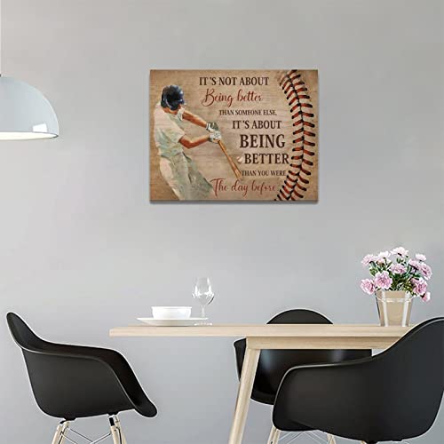 Inspirational Baseball Canvas Wall Art Sport Theme Wall Decor Motivational Quotes Painting Prints Framed Artwork Decor For Gym Classroom Playroom Bedroom 12"X16" #TOP3