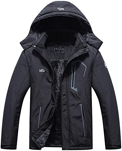Pooluly Men's Ski Jacket Warm Winter Waterproof Windbreaker Hooded Raincoat Snowboarding Jackets