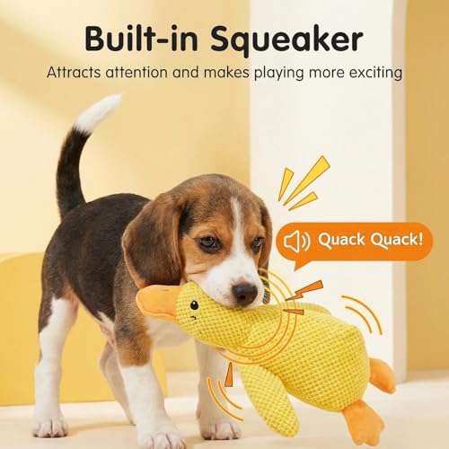 Calming Duck Toy for Dog Squeaky Interactive Plush Toy Quack-Quack Chew Toy Soft Stuffed Calming Yellow Duck Toy for Anxious Dogs Pet Calming Pillow For Puppies Small Medium Dogs (2Pcs Duck) - Image 5