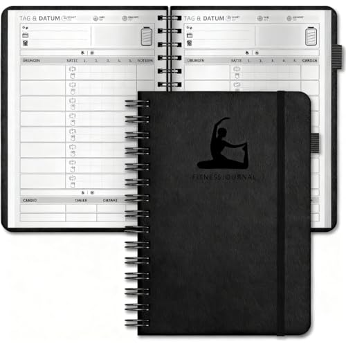 BIROYAL Trainingstagebuch Deutsch für Frauen, mit 186 Workout für dein Krafttraining, Undatierte Trainingsbuch A5, Gym Buch für Frau, Premium Fitness Journal für Bodybuilding, Gym & Heimtraining