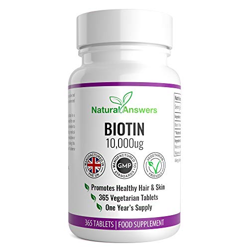 Biotin Hair Growth Supplement Biotin 10,000UG 365 Tablets (Full Year Supply) biotin Tablets for Hair (Vitamin B7) UK Manufactured Supports Normal Hair Growth Maintenance of Normal Skin & Nails