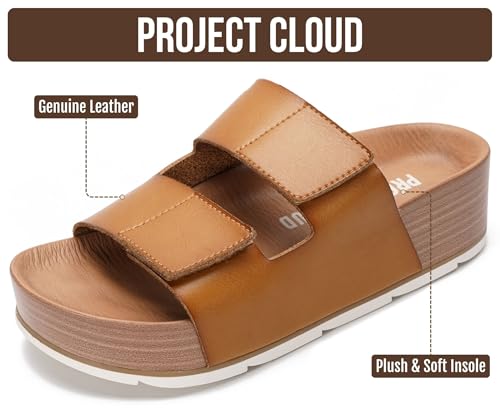 Image of Project Cloud 100% Genuine Leather Platform Sandals Women Footwear-Beach Essentials Summer Wedges with Plush and Soft Insole-Non Slip & Lightweight Wedge Sandals For Women 2026