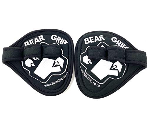 Bear Grip (Neopreno) - Alternativa higiénica a los guantes de gimnasio de levantamiento de pesas, almohadillas de agarre de gimnasio (goma negra)